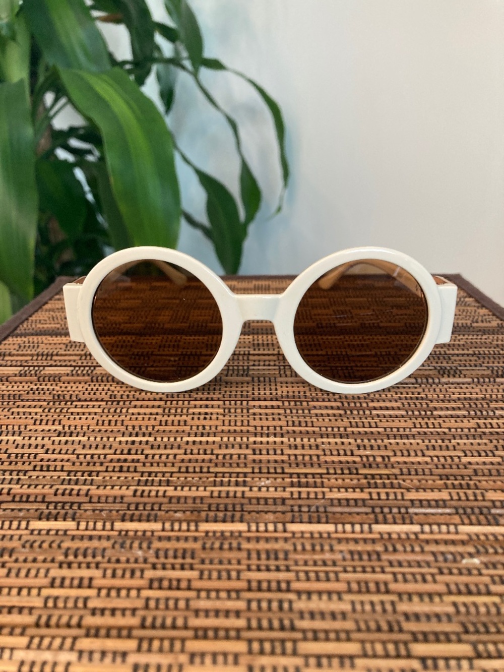 Round Acetate Sunglasses (80986) Cream